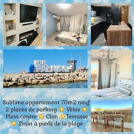 L'eden Sublime T3 De 70m 2 -terrasse Parking - 2 Pas De La شقة بالافاس ليه فلو